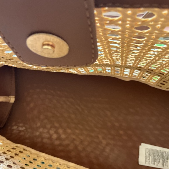 J. Crew Natural Faux Straw Tote with Brown Poly Trim - Picture 4 of 6